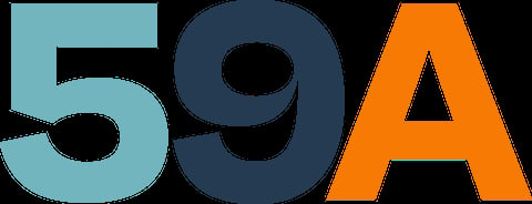 The numbers 5, 9, and the letter A in large teal, dark blue, and orange colors against a black background
